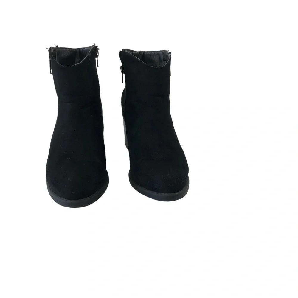 Hot Kiss Beatrice Heeled Ankle Boots Bootie size 8 with Double Zipper in Black